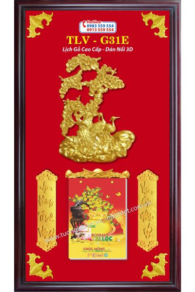 Bìa lịch gỗ Kim Tiền Tài Lộc