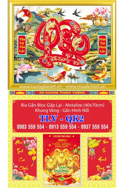 Bìa lịch gập khung gập Chữ Lộc