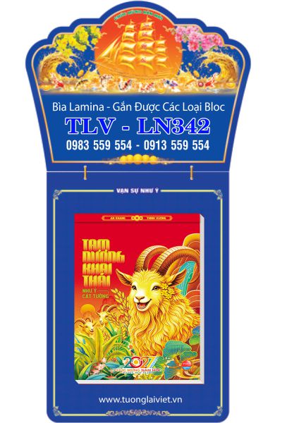 Bìa lịch tết laminate Khánh Màu Xanh