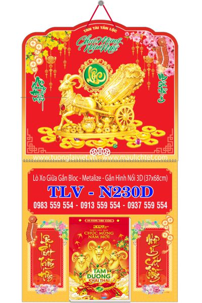 Bìa lịch tết lò xo dán nổi Lộc Khai Xuân