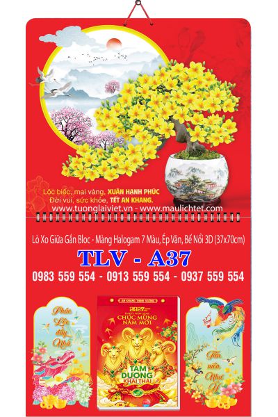 Bìa lịch tết lò xo Mai Ngày Tết